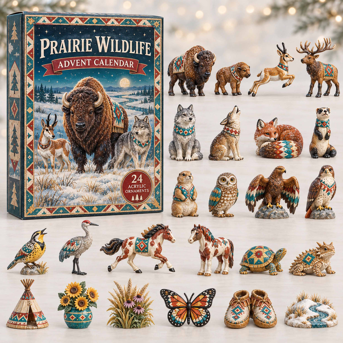 CHRISTMAS KICKOFF 40% OFF - Prairie Wildlife Advent Calendar 2026 - 24-Day Festive Countdown, Acrylic Charms Blind Box - Gift For Family and Friends AC0TD008