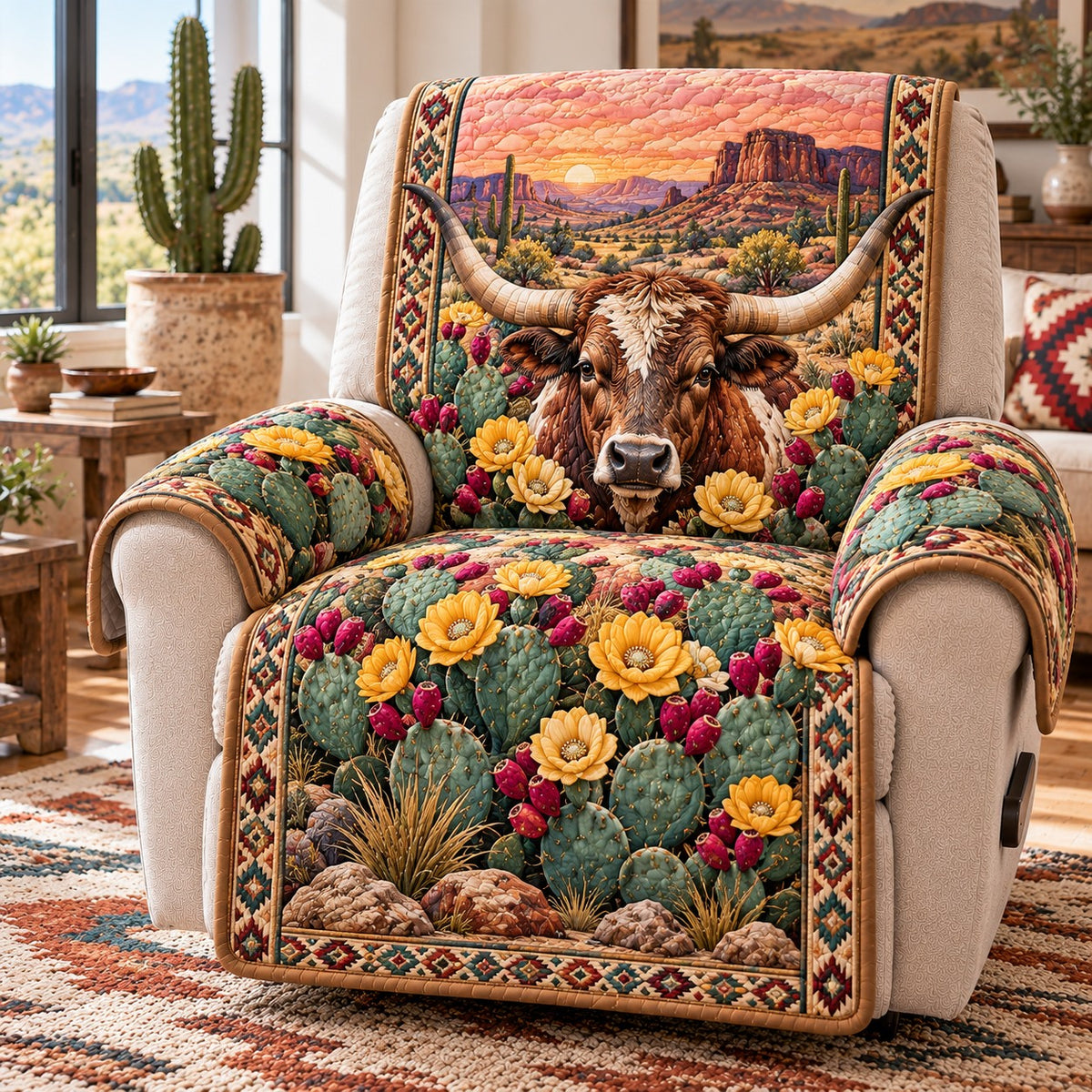 Prickly Bloom Quilted Sofa Cover NCU0NTD2461