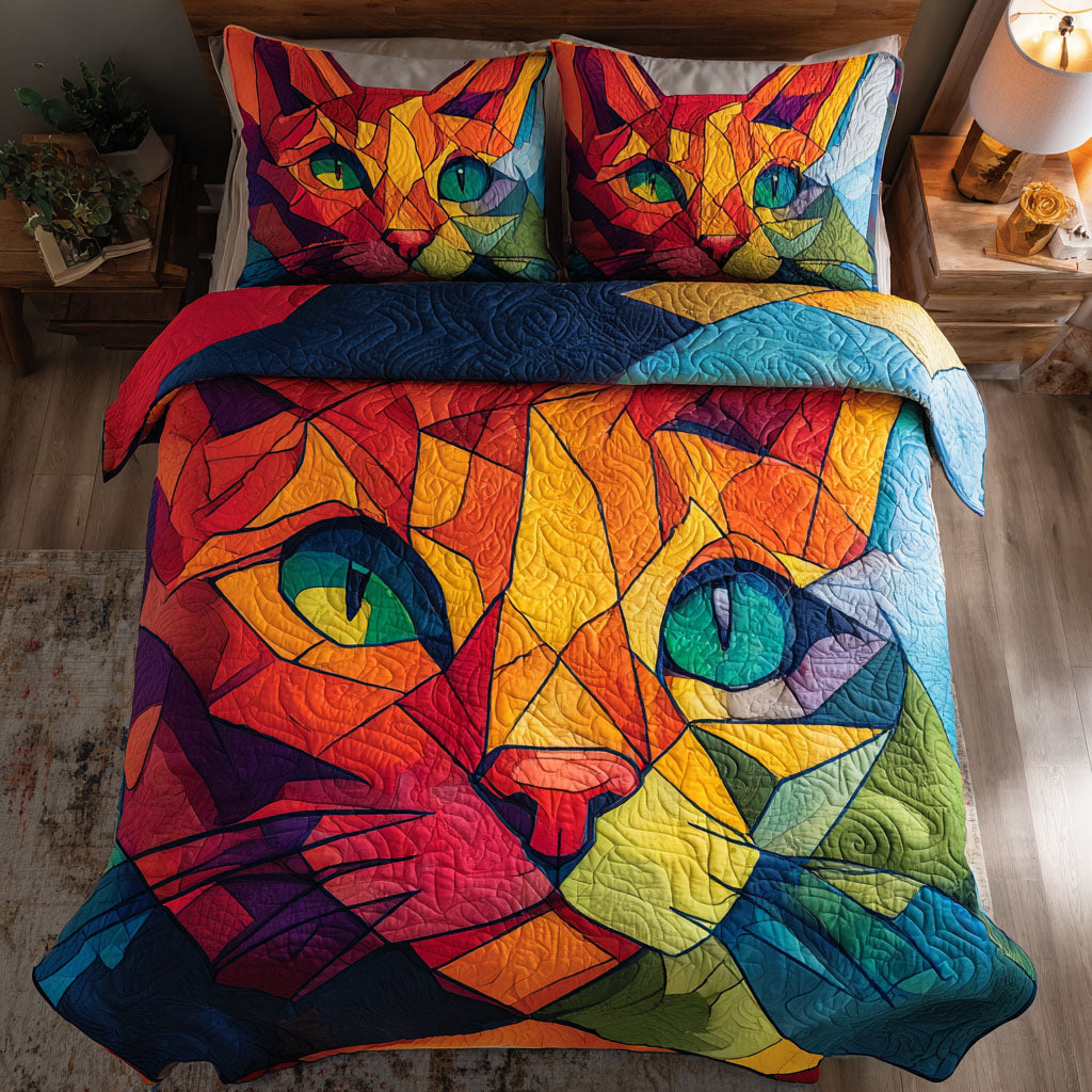 Prism Cat 3-Piece Quilted Bedding Set NCU0NTV237
