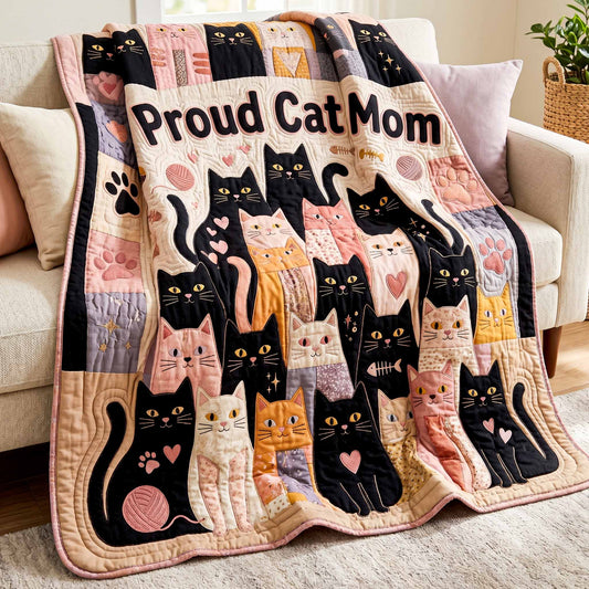 Proud Cat Mom Quilted Blanket NCU0NXD1858