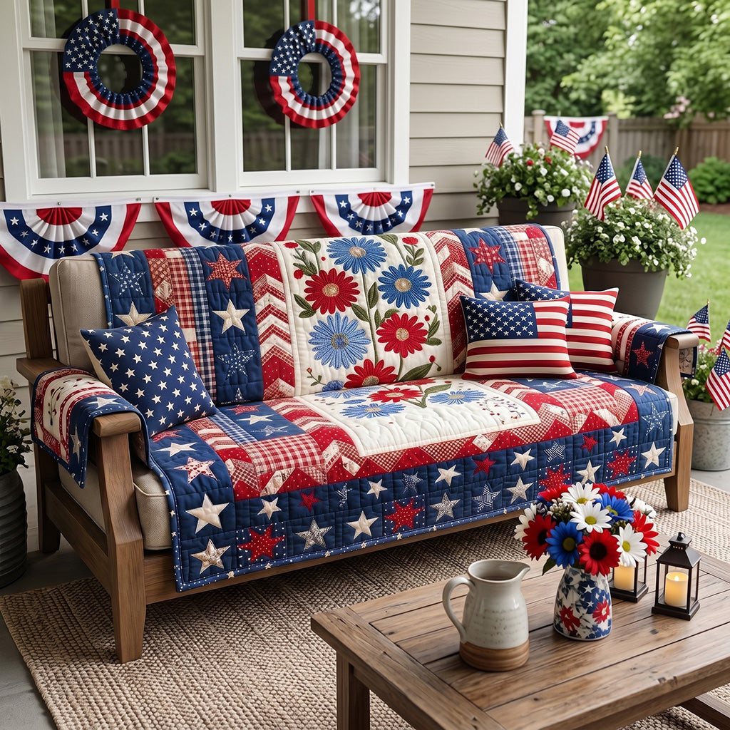 Proud Pioneer Quilted Sofa Cover NCU0PTT3135