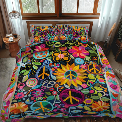 Psychedelic Peace 3-Piece Quilted Bedding Set NCU0PT231