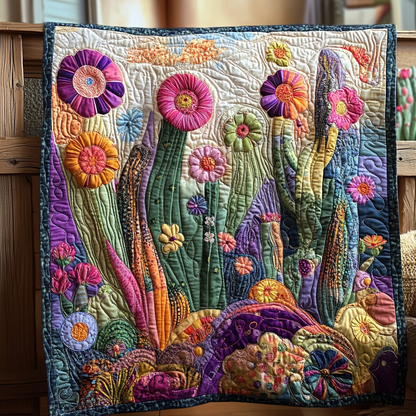 Psychedelic Cactus Quilted Blanket NCU0DV1158