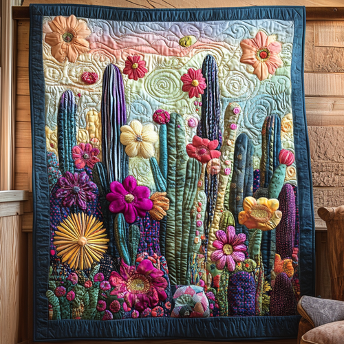 Psychedelic Cactus Quilted Blanket NCU0DV1159