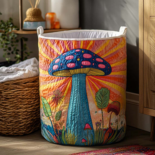 Psychedelic Mushroom Garden Quilted Laundry Basket NCU0NXD197