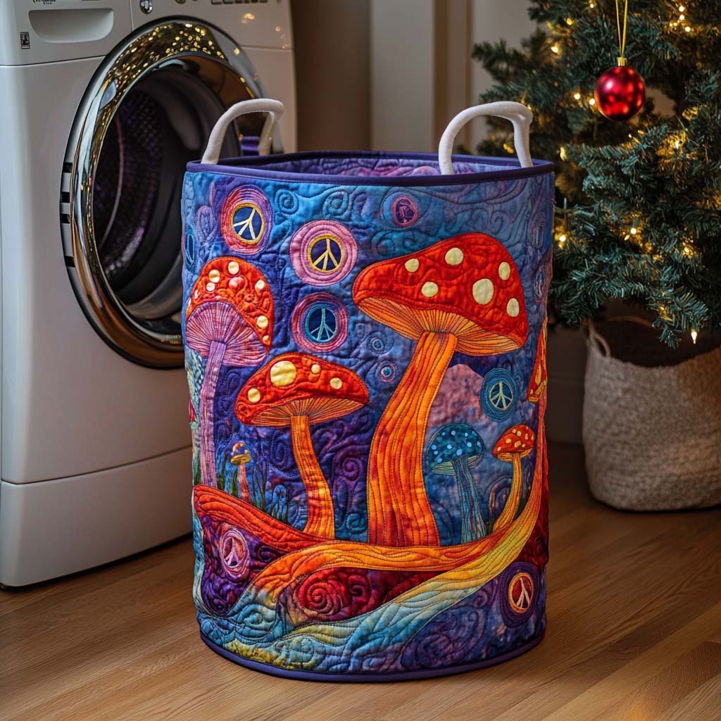 Psychedelic Peace Garden Quilted Laundry Basket NCU0NXD1043