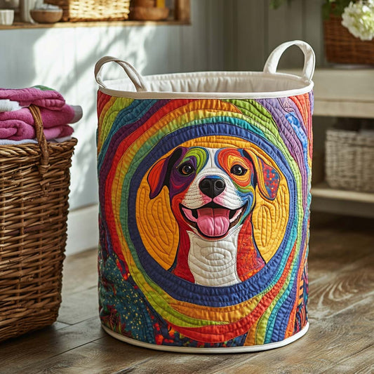 Psychedelic Pitbull Quilted Laundry Basket NCU0NXD171