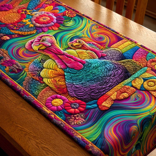 Psychedelic Turkey Dream Quilted Table Runner NCU0NXD512
