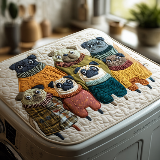 Pug Friends Quilted Washer and Dryer Cover NCU0DV1654
