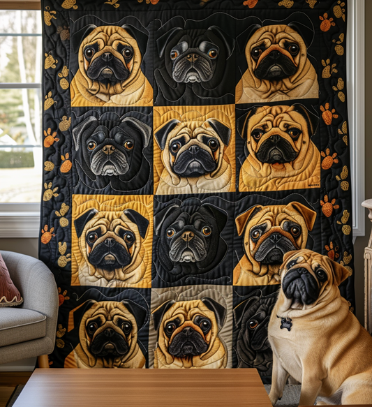 Pug Trail Quilted Blanket NCU0DV302