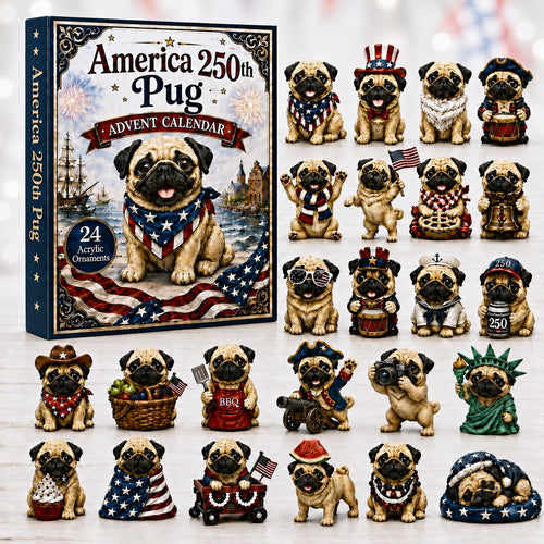 CHRISTMAS KICKOFF 40% OFF - Pug Advent Calendar 2026 - 24-Day Festive Countdown, Acrylic Charms Blind Box - Gift For Dog Lovers