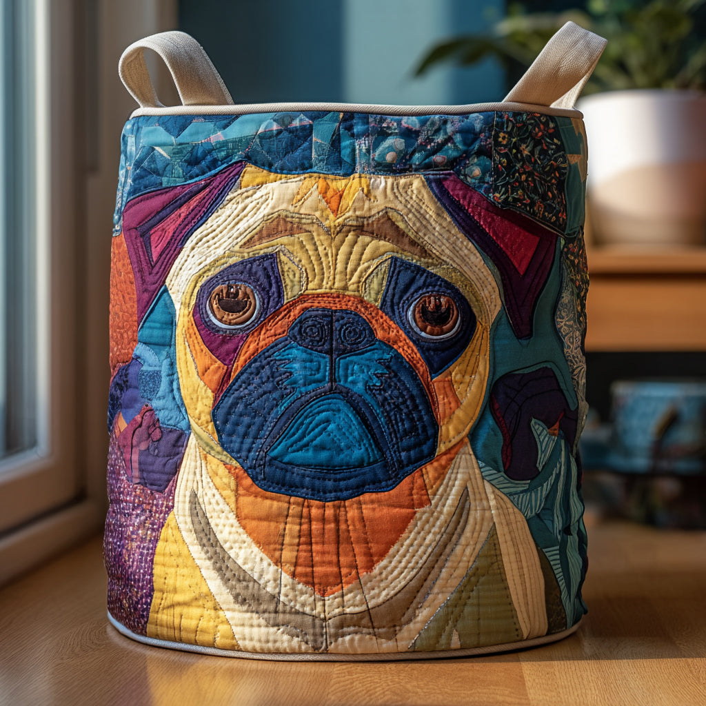 Pug Bloom Quilted Laundry Basket NCU0DV1656
