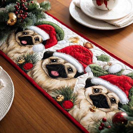 Pug Cheer Quilted Table Runner NCU0DDK1409