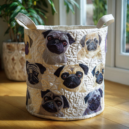 Pug Family Quilted Laundry Basket NCU0DV1653