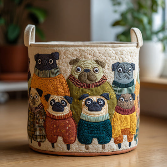 Pug Quilted Laundry Basket NCU0QN083