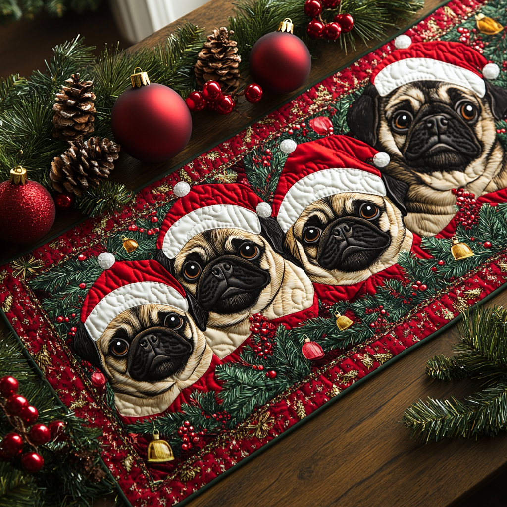 Pug Glow Quilted Table Runner NCU0DDK1407