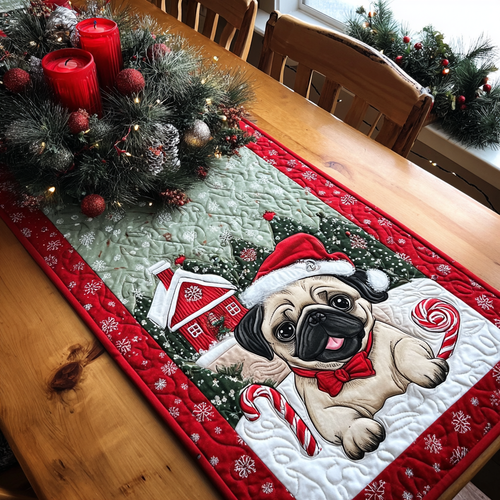 Pug Joy Quilted Table Runner NCU0DDK1405
