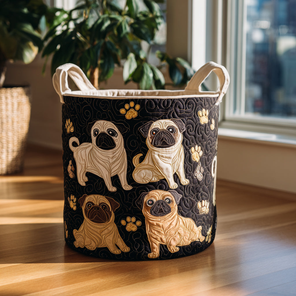 Pug Paradise Quilted Laundry Basket NCU0DV1647