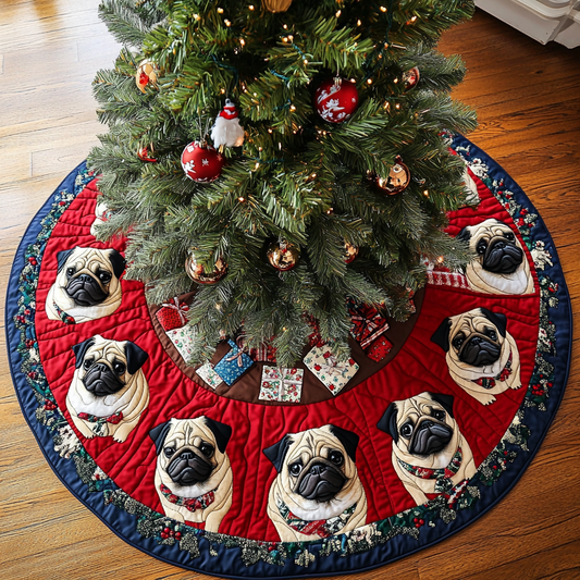 Pug Spirit Christmas Quilted Tree Skirt NCU0DDK1494