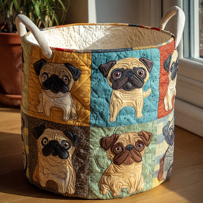 Pug Whimsy Quilted Laundry Basket NCU0DV1650