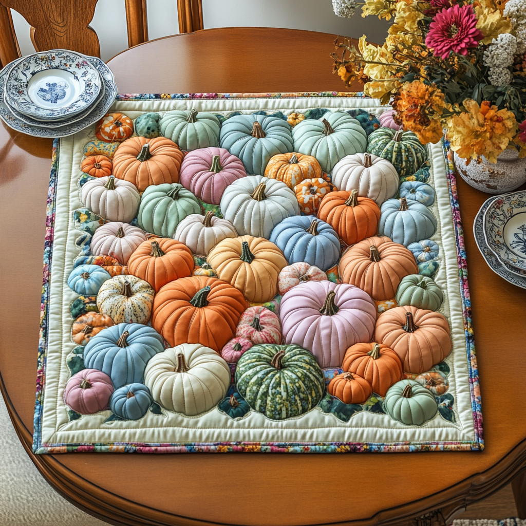Pumpkin Bliss Quilted Table Topper NCU0DDK785