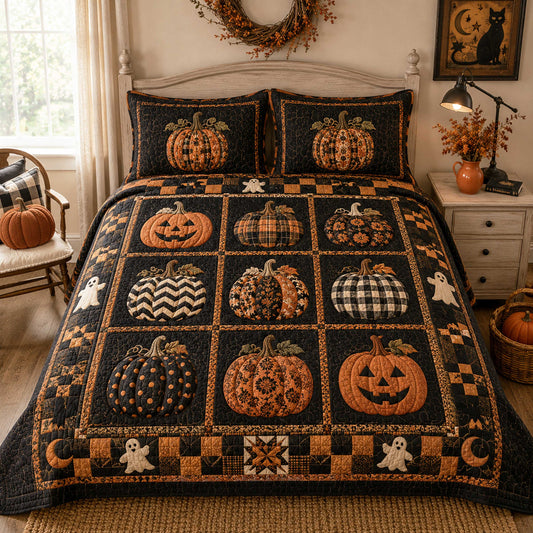Pumpkin Bloom 3-Piece Quilted Bedding Set NCU0NTD2074