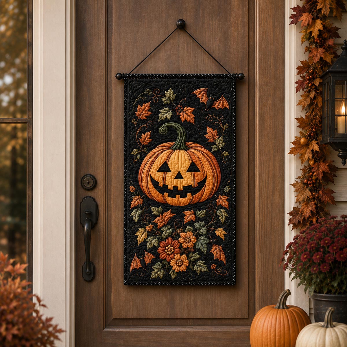 Pumpkin Bloom Quilted Door Banner NCU0DV2265