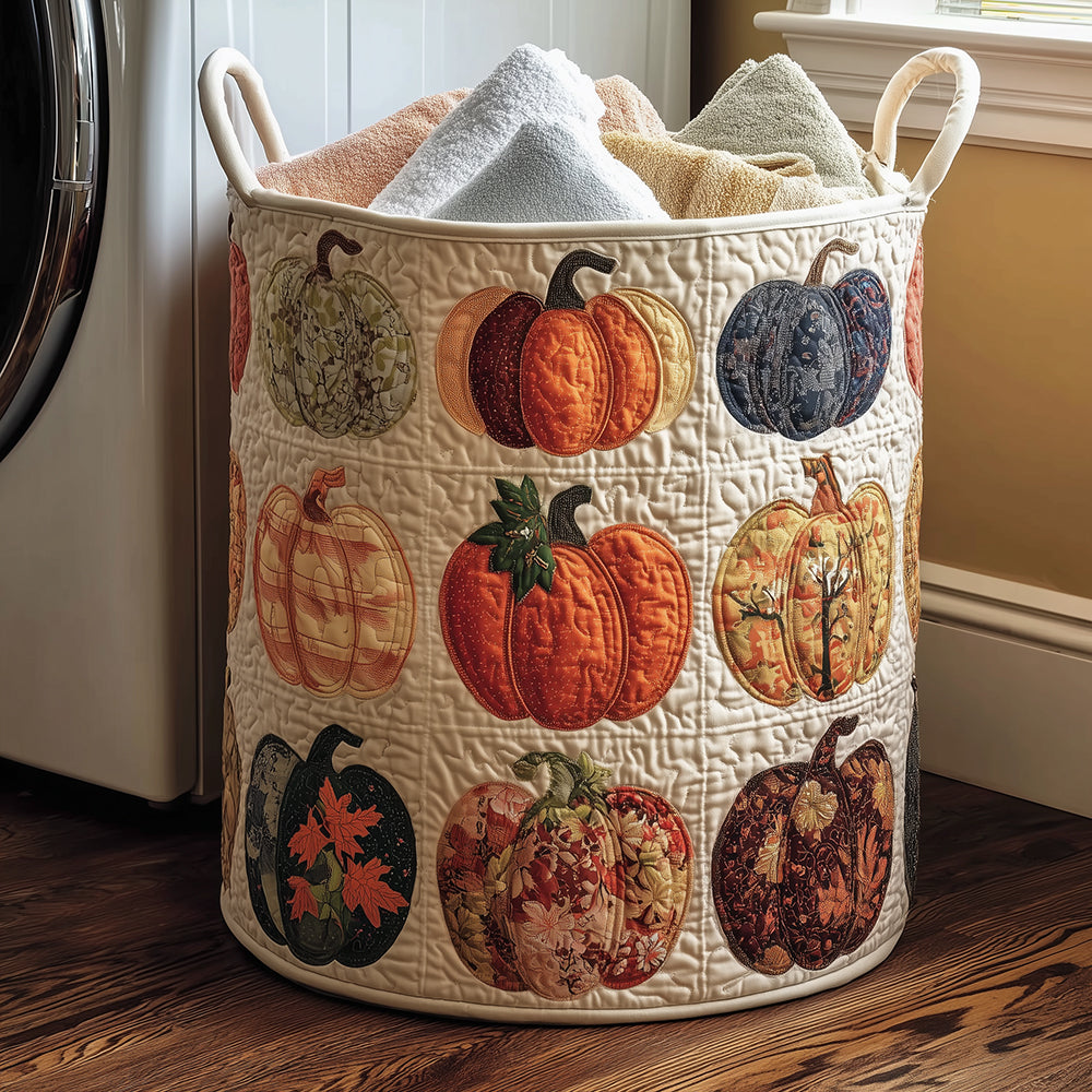 Pumpkin Bloom Quilted Laundry Basket NCU0TH3101