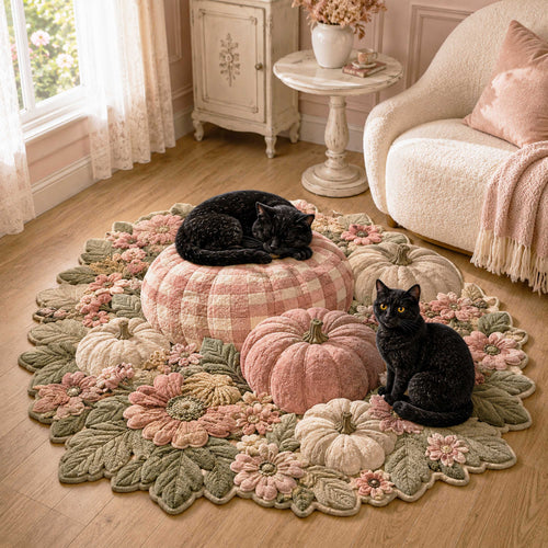 Pumpkin Cat Custom Shape Area Rug NCU0NTD2157