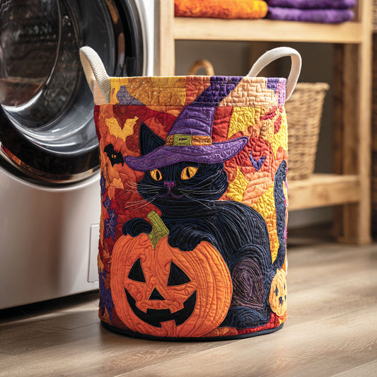 Pumpkin Cat Quilted Laundry Basket NCU0NTD177