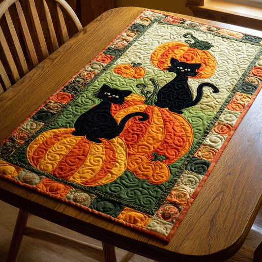 Pumpkin Cats Quilted Table Runner NCU0NTV256