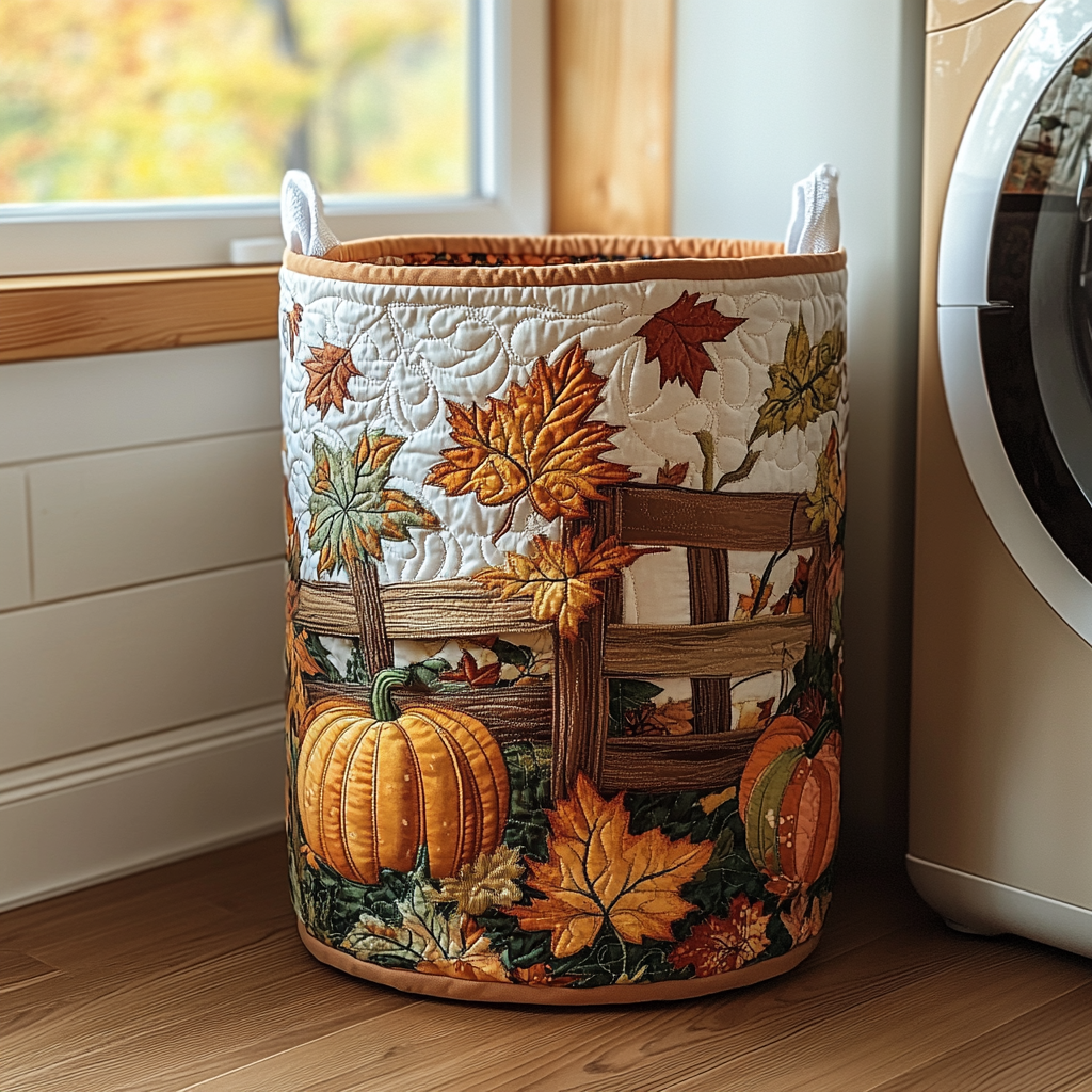 Pumpkin Charm Quilted Laundry Basket NCU0DDK713