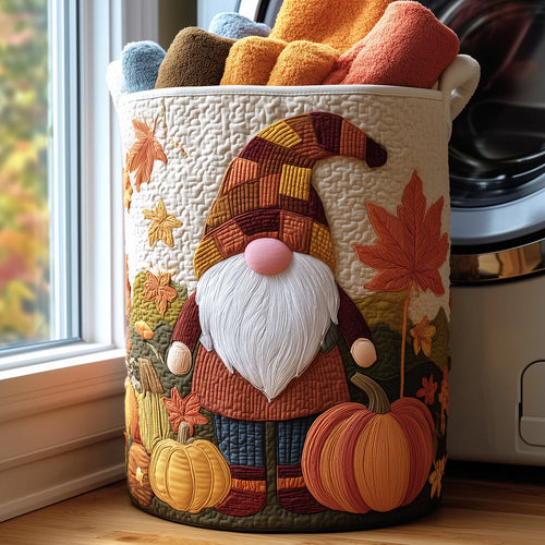 Pumpkin Gnome Quilted Laundry Basket NCU0TH3021