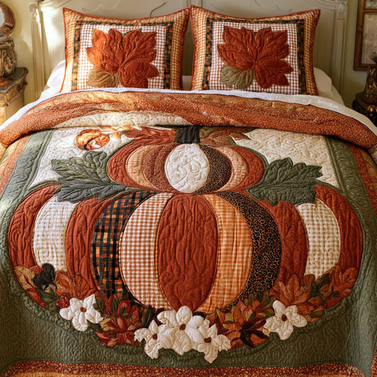 Pumpkin Grove 3-Piece Quilted Bedding Set NCU0PTT3350