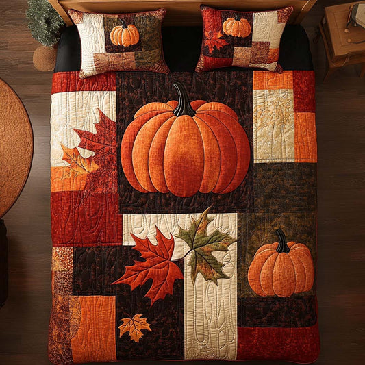 Pumpkin Harvest Cheer 3-Piece Quilted Bedding Set NCU0NNT929