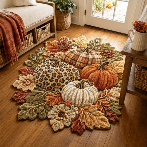 Pumpkin Harvest Custom Shape Area Rug NCU0NTD2144