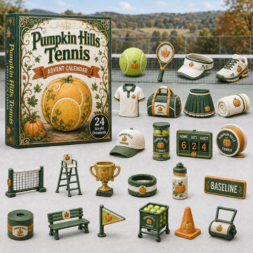 FALL KICKOFF 40% OFF - Pumpkin Hills Tennis Advent Calendar 2026 - 24-Day Festive Countdown, Acrylic Charms Blind Box - Gift For Tennis Lovers AC0HA046