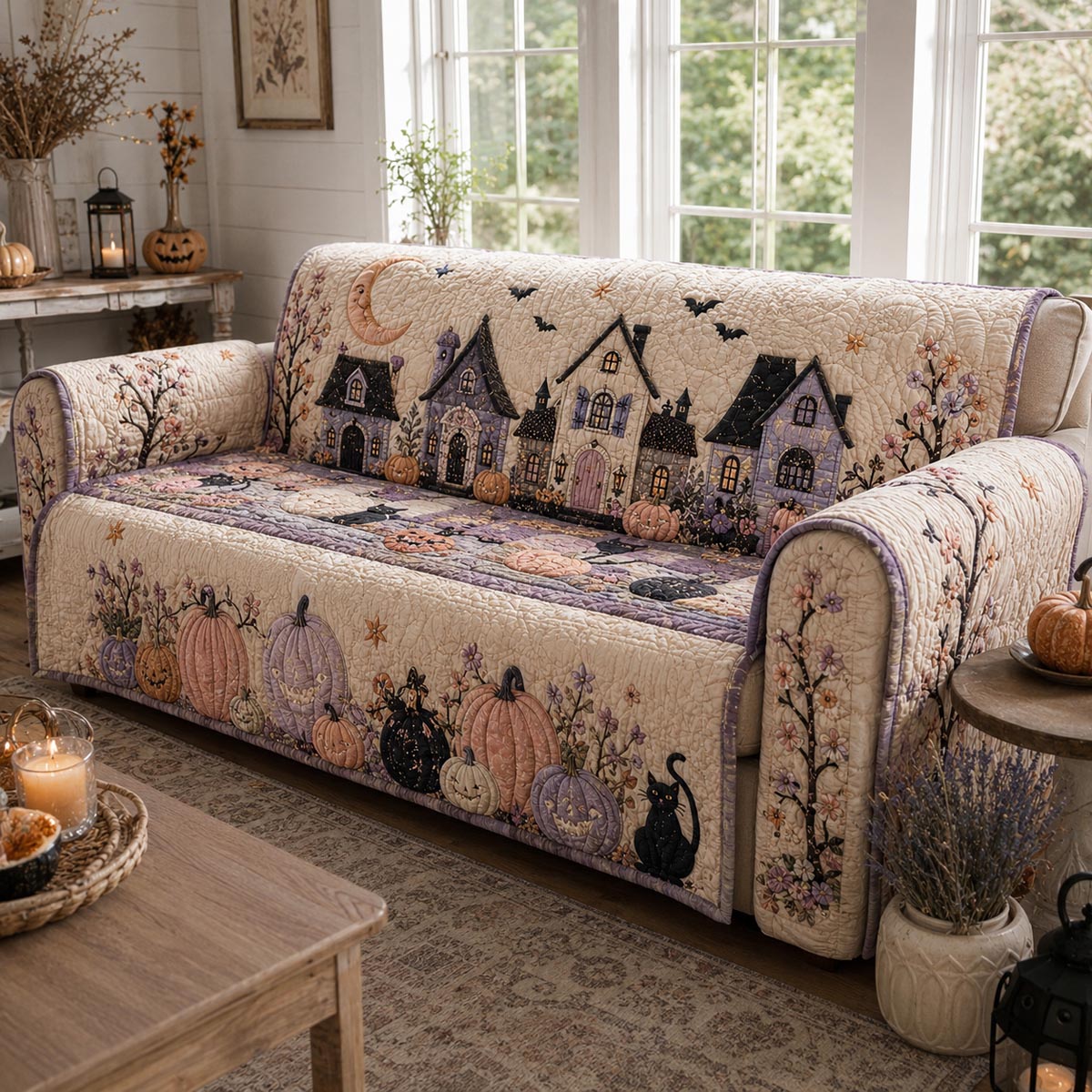 Pumpkin Hollow Village Quilted Sofa Cover NCU0DV2379