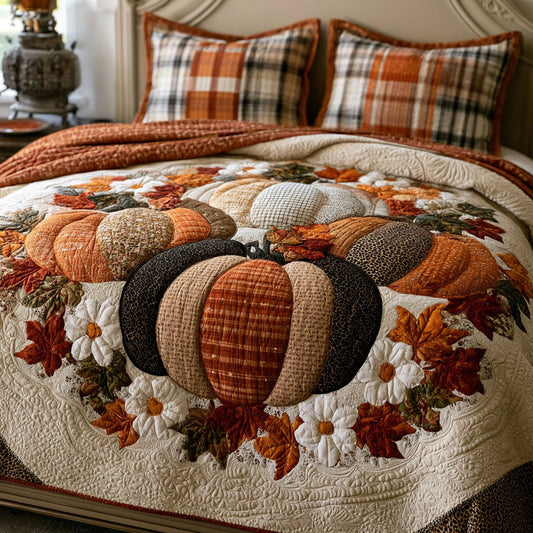 Pumpkin Meadow 3-Piece Quilted Bedding Set NCU0PTT3351