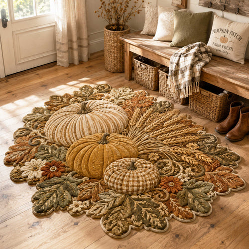 Pumpkin Meadow Custom Shape Area Rug NCU0NTD2147