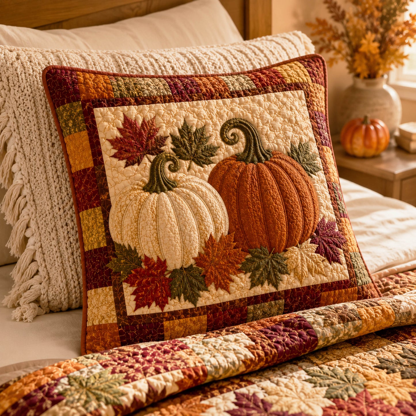Pumpkin Meadow Quilted Pillow Case NCU0NTD2061