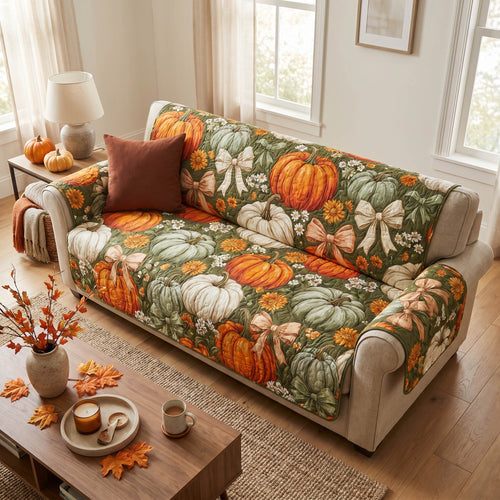 Pumpkin Meadow Quilted Sofa Cover NCU0NTD1995