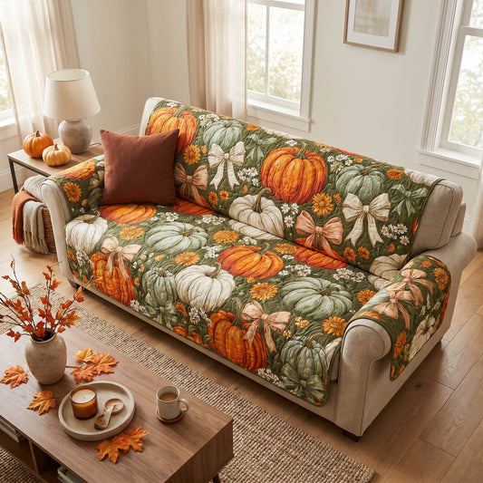 Pumpkin Meadow Quilted Sofa Cover NCU0NTD1995
