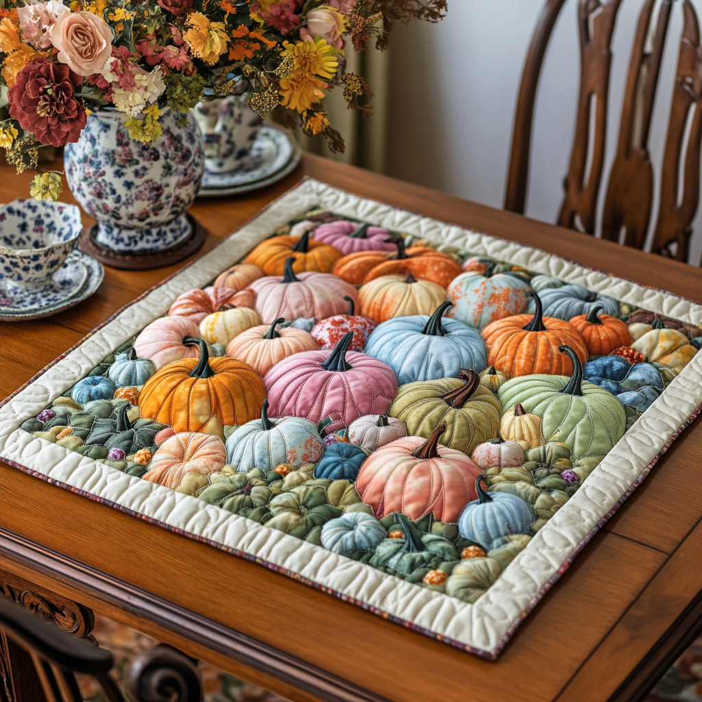 Pumpkin Meadow Quilted Table Topper NCU0DDK783