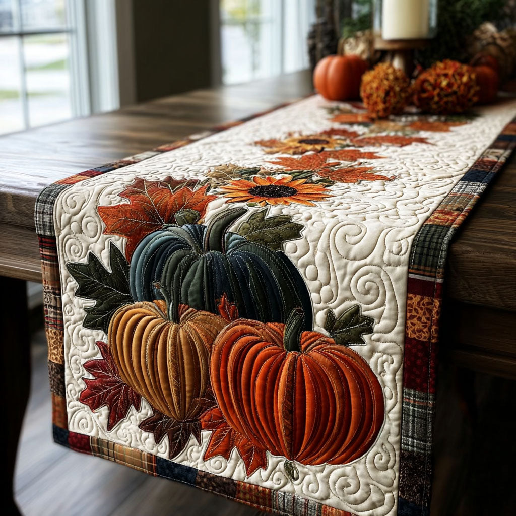 Pumpkin Patch Feast Quilted Table Runner NCU0PTT3267
