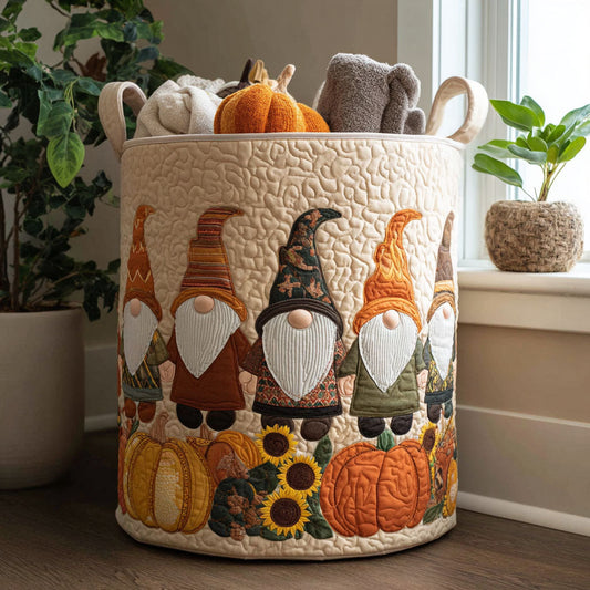 Pumpkin Patch Gnome Quilted Laundry Basket NCU0PTT972