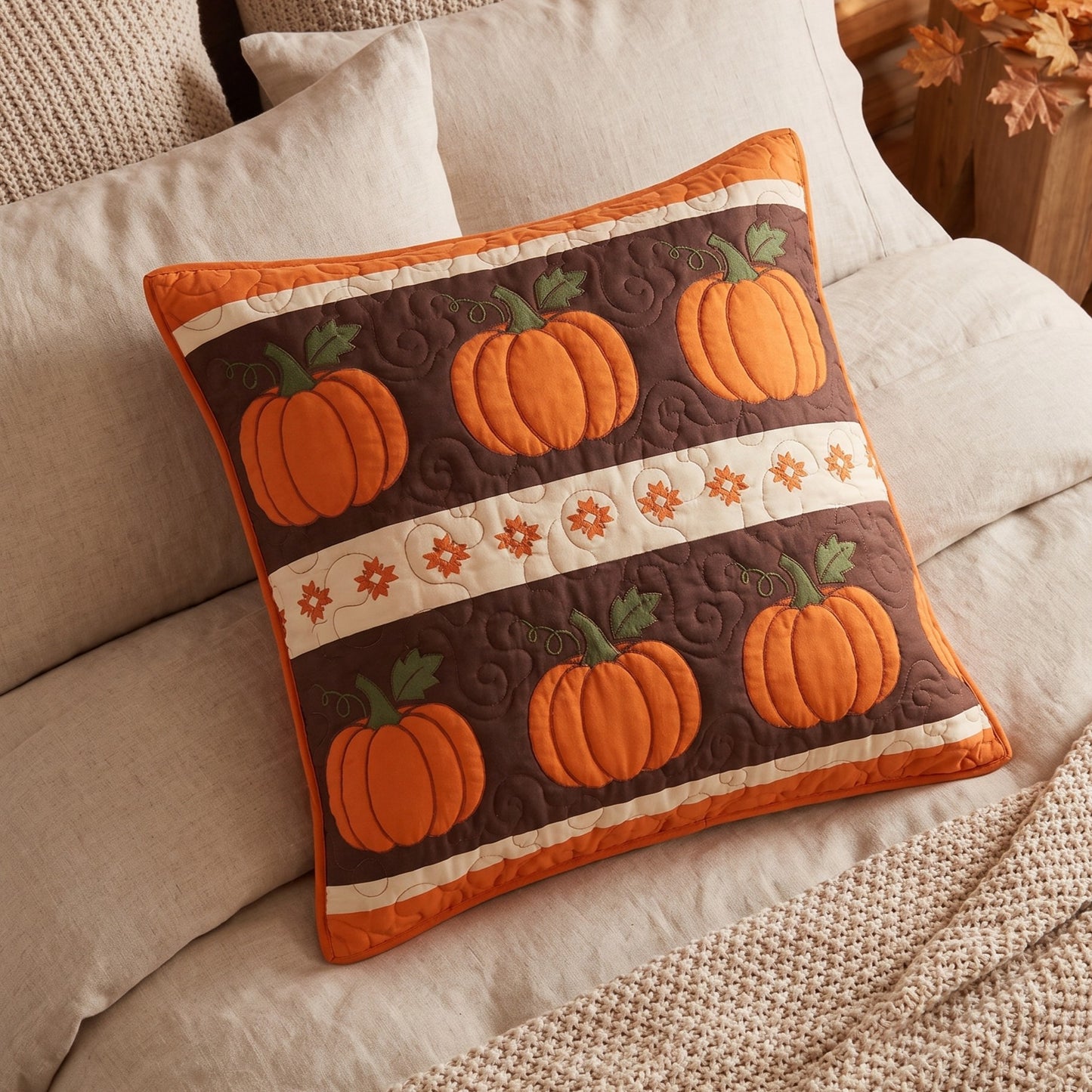 Pumpkin Patch Quilted Pillow Case NCU0NTD1992