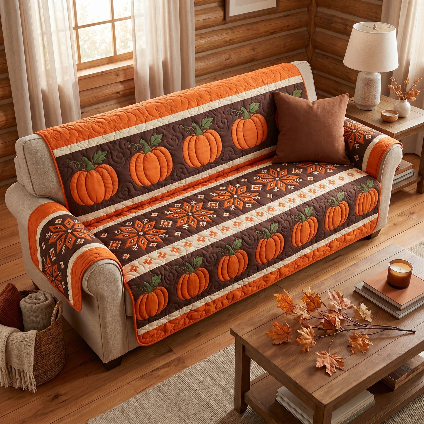 Pumpkin Patch Quilted Sofa Cover NCU0NTD1992