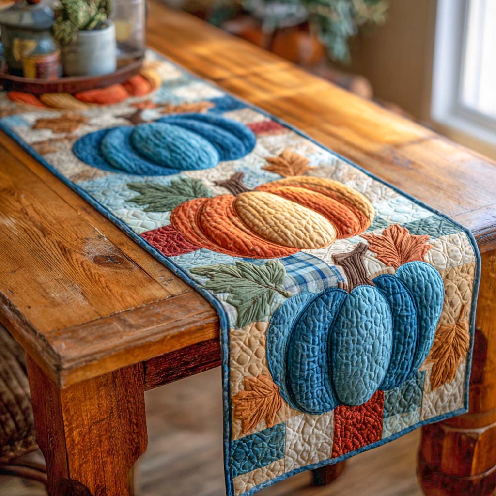 Pumpkin Patch Stroll Quilted Table Runner NCU0NXD513