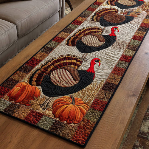 Pumpkin Patch Turkey Quilted Table Runner NCU0DV1076